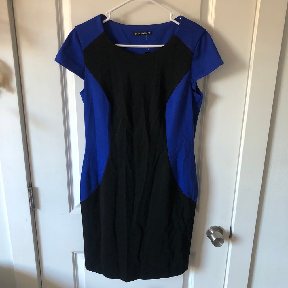 Dunnes Blue and Black Panel Dress size 14, EUR 42 New with tags